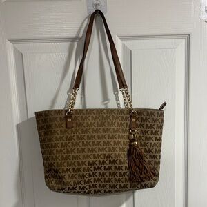 Michael Kors Tan Logo Tote with Tassel
